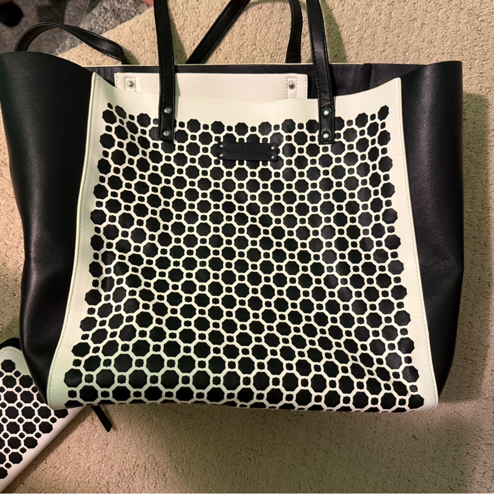 Vera Bradley Black and White Patterned Tote & Wallet